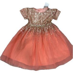 Princess Dress Girls Size 4T Fairy Sparkle Sequin Coral Tulle Easter Dress